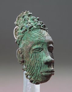 Anheng som representerer et menneskelig hode, Igbo-Ukwu, 9. - 10. århundre (blybronse)